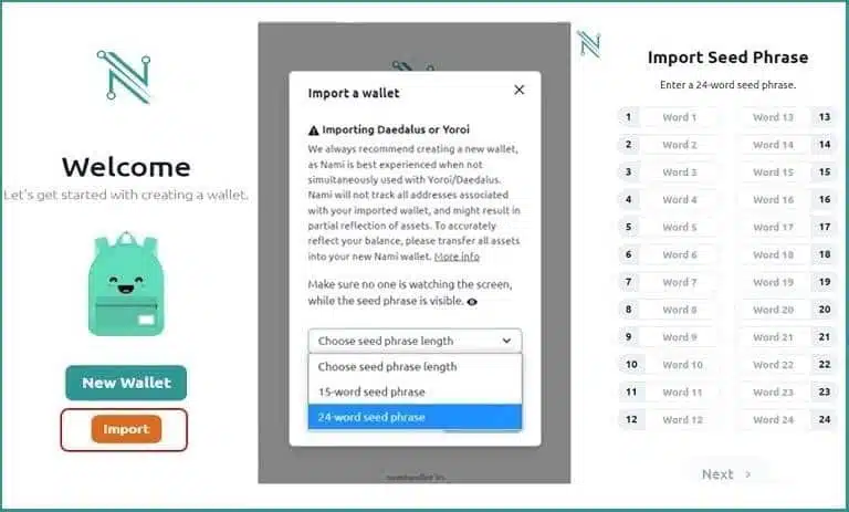 کیف پول نامی چیست؟راه اندازی Nami Wallet 9 والت nami