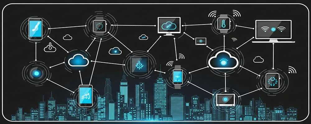 اینترنت اشیا (IoT): انقلاب اتصال در زندگی روزمره و صنایع 3 تصویر مفهوم کلی اینترنت اشیا در هلدینگ سیمیا