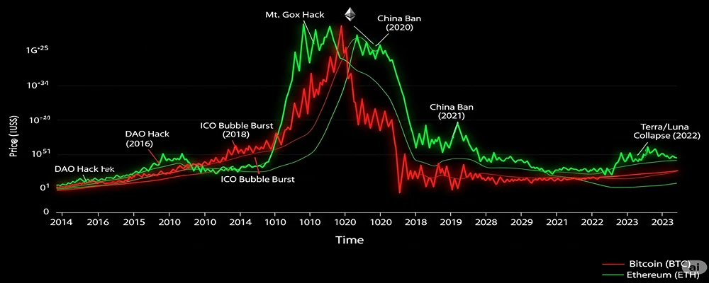 تفاوت رفتار قیمتی بیت‌کوین و اتریوم در زمان‌های بحرانی توسط هلدینگ سیمیا