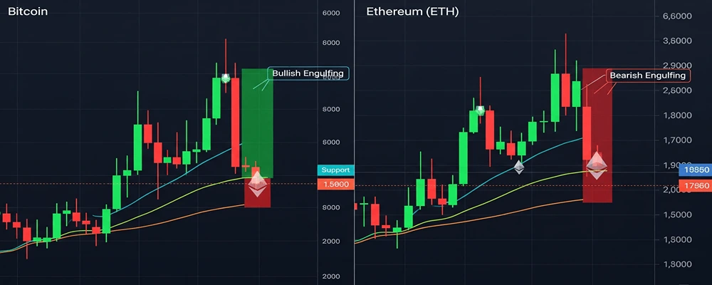 ساختار نمودارهای کندل‌استیک و کاربرد آن‌ها در بیت‌کوین و اتریوم توسط هلدینگ سیمیا