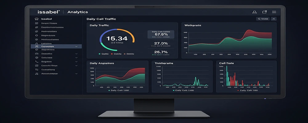 نمودار گزارش تماس‌ها روزانه سیستم تلفنی ایزابل توسط هلدینگ سیمیا