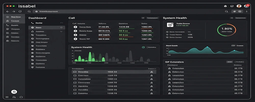 پنل مدیریتی وب Issabel با نمودار تماس‌ها توسط هلدینگ سیمیا